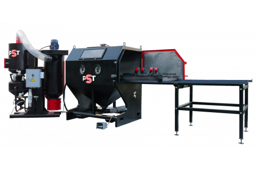 Пескоструйная камера напорного типа КСО-130-Н-ФВР-М с выжвижным столом с роликами